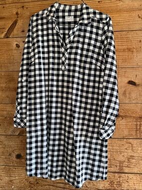J.Jill Black and White Gingham Shirt Dress